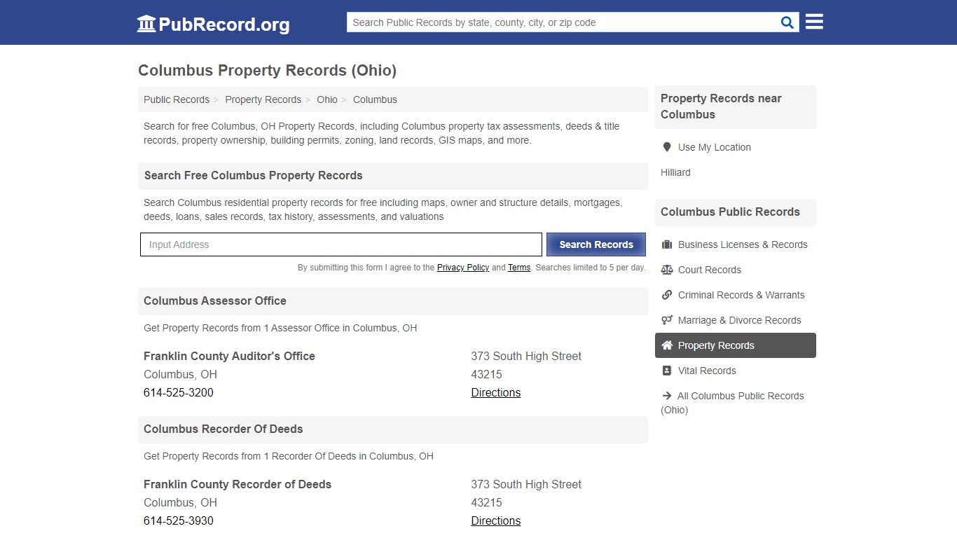 Free Columbus Property Records (Ohio Property Records) - PubRecord.org