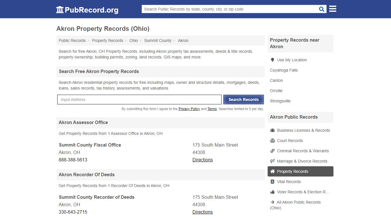 Free Akron Property Records (Ohio Property Records) - PubRecord.org